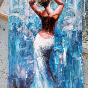 White and Blue Lady Abstract