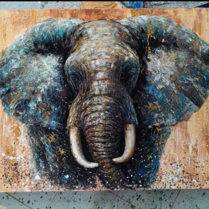 Elephant on light brown