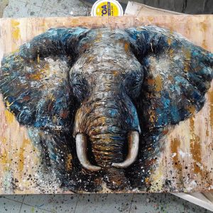 Elephant on beige background