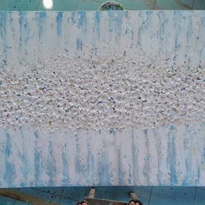 White flower in blue background