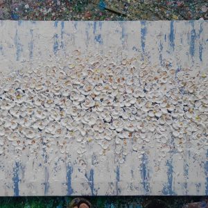 White flower in light blue background