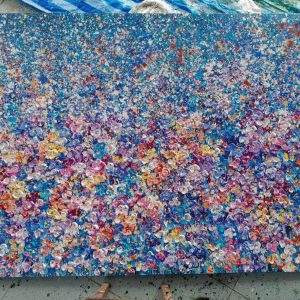 Colorful garden in blue background