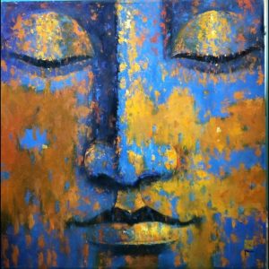 Blue and Gold Buddha Face