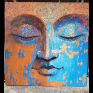 Blue and Brown Buddha Face